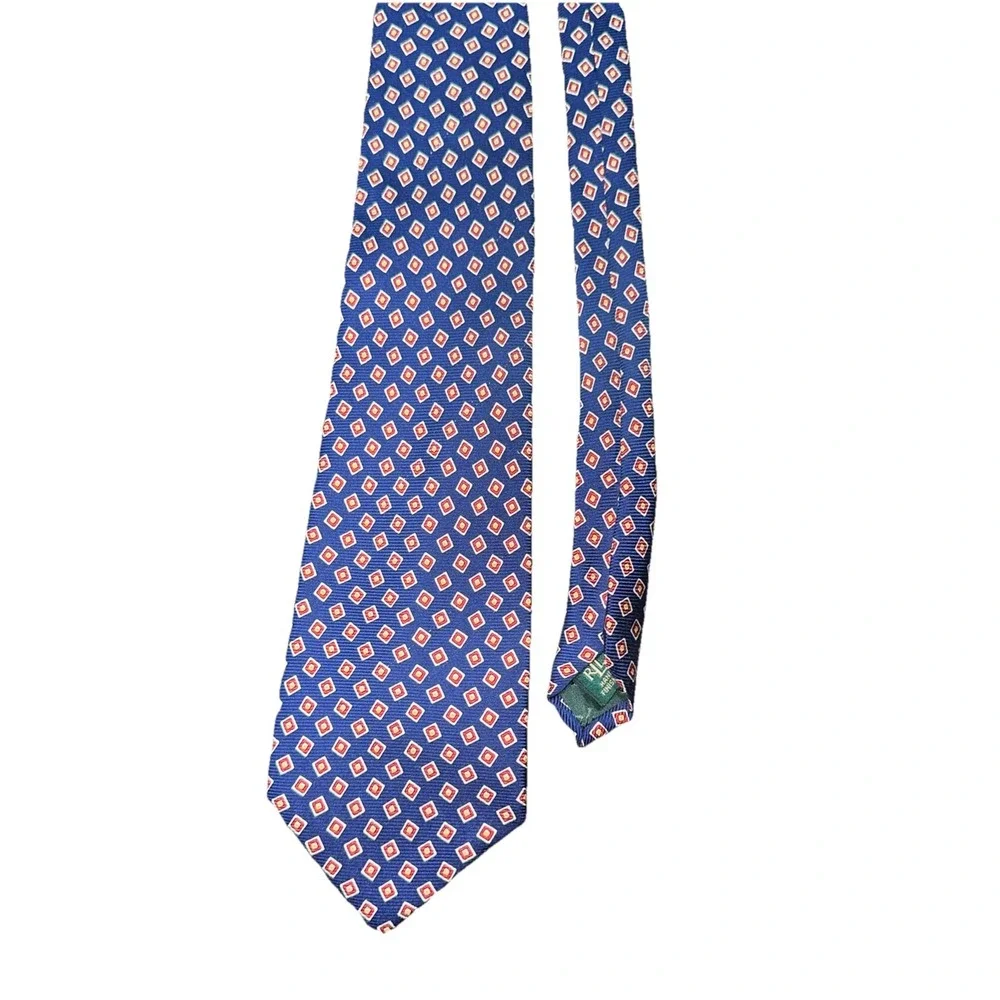 Vintage‎ Lauren Ralph Lauren Necktie Mens Blue/Red Shirt Tie 100% Silk